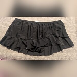 Black Ruffled Swim Skirt